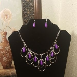 Purple and Silver Necklace earrings